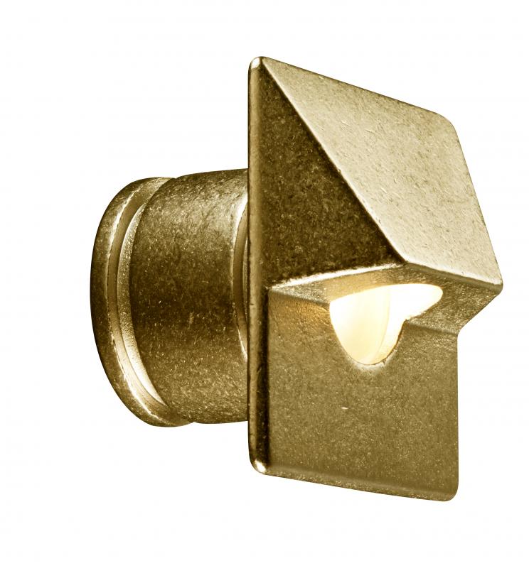 PO 1 LED Wall Light - Square - Brass - Landscape Lighting